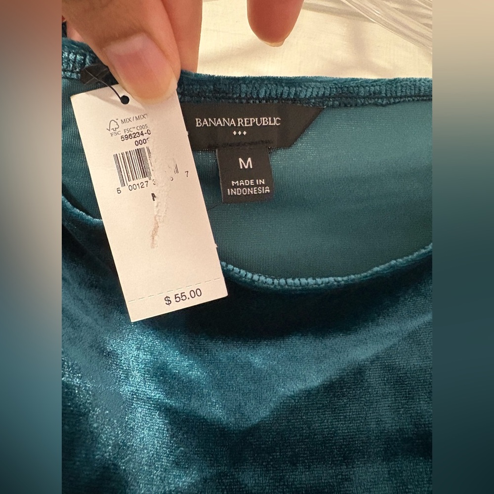 Banana Republic Teal Velvet Tank Top - Picture 3 of 3
